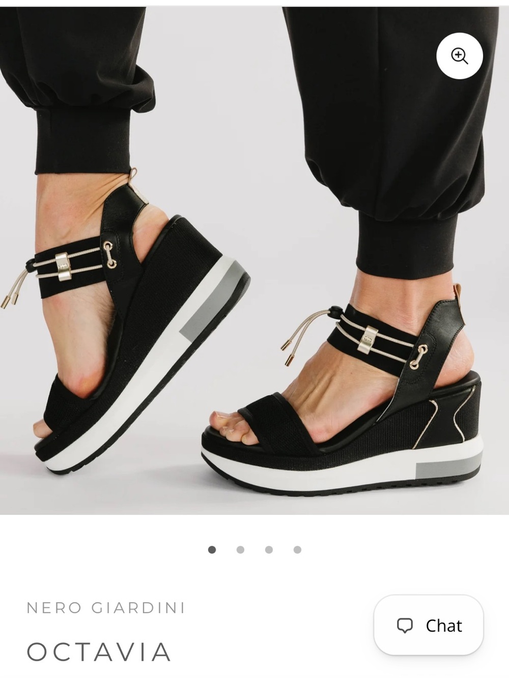 Nero Giardini Octavia Black Platform Wedge Sandals with Gold Accents 39